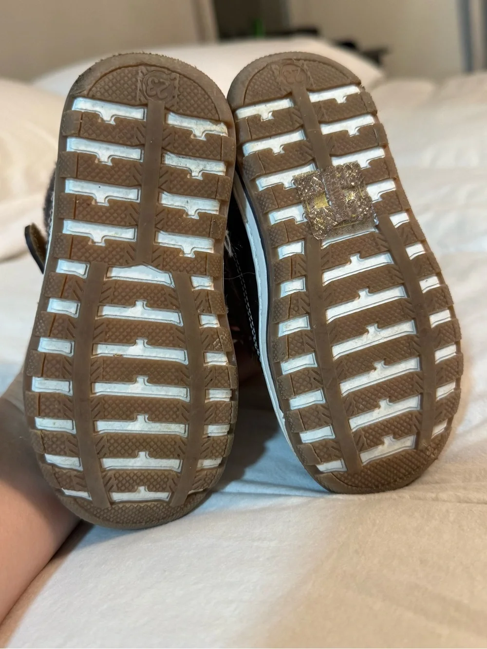 Kids Brown and Tan Winter Boots with Hook-and-Loop Straps